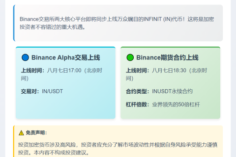 Binance Alpha与Futures 8月7日上线IN