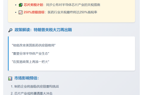 特朗普将宣布药品和芯片关税
