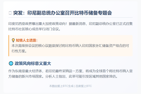 印尼探讨比特币纳入国家储备