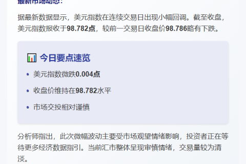 美元指数微跌至98.782