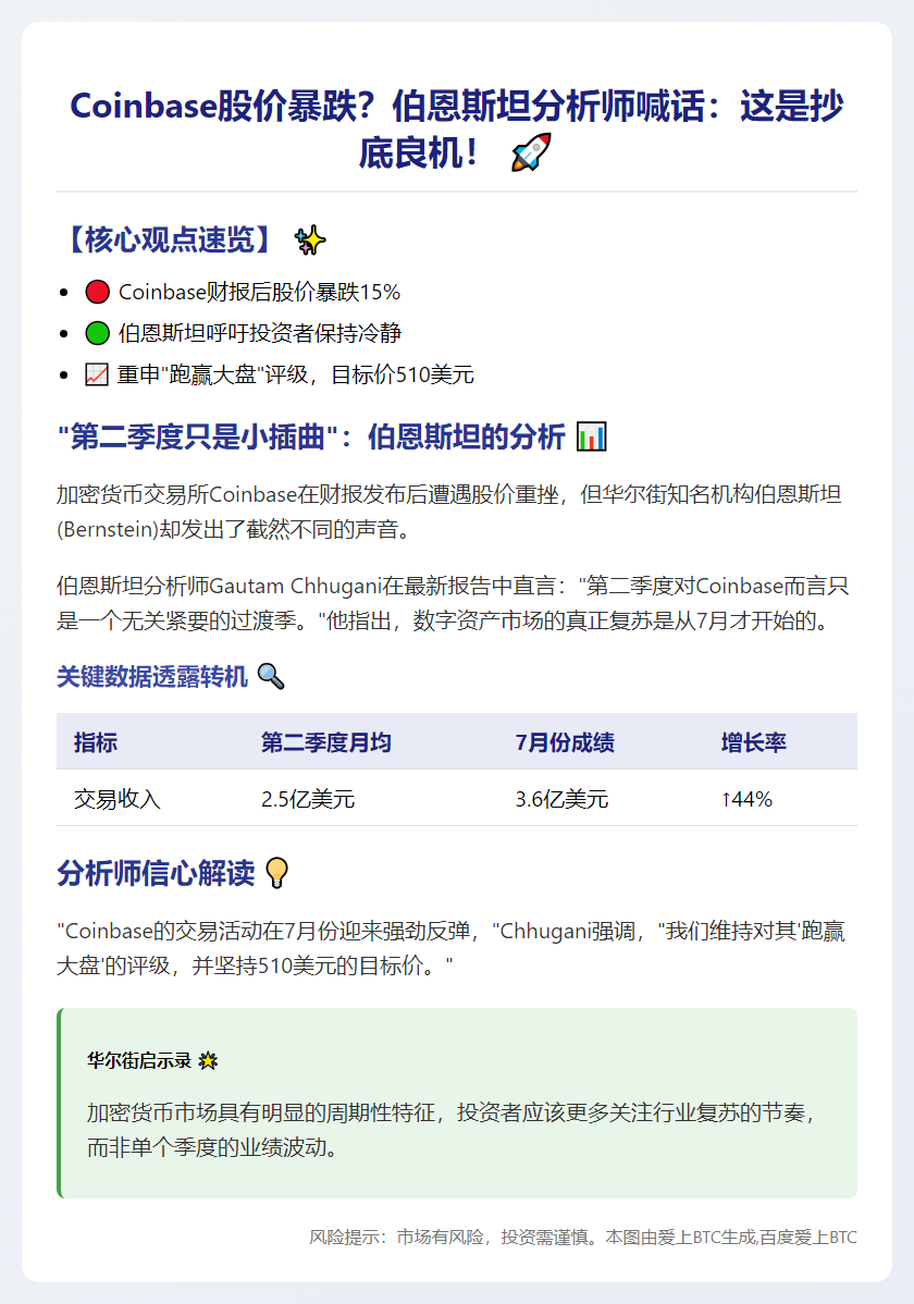 伯恩斯坦：Coinbase二季度平淡，下半年看涨