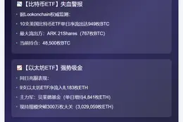 美比特币ETF流失949枚 以太坊ETF流入8183枚