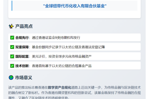 香港金洲资管推出以太坊链上代币化基金