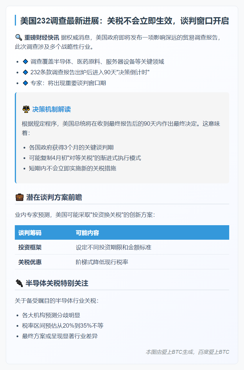 美232调查关税不会立即实施