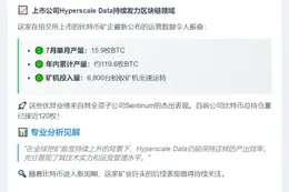 7月产出15.9枚BTC，持仓近120枚