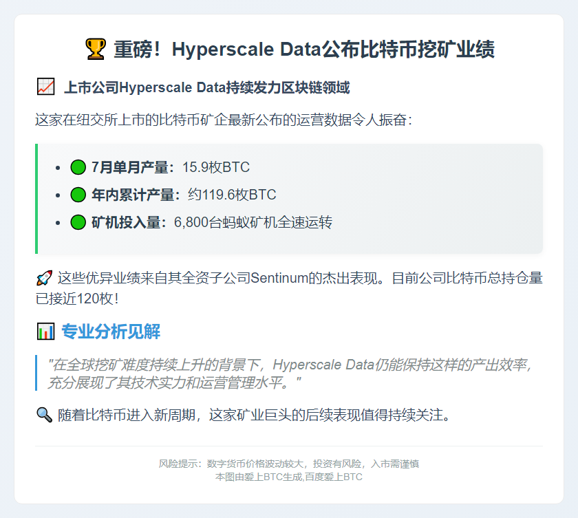 7月产出15.9枚BTC，持仓近120枚