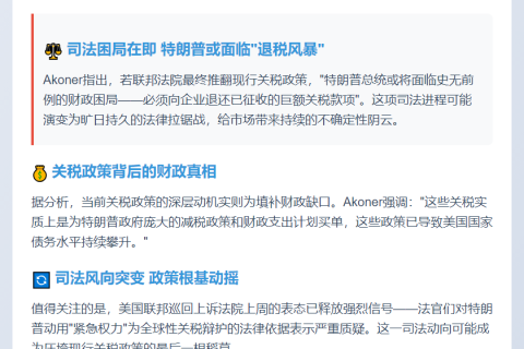 市场低估美关税或遭法院推翻风险