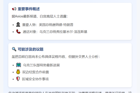 美乌总统周三将通话