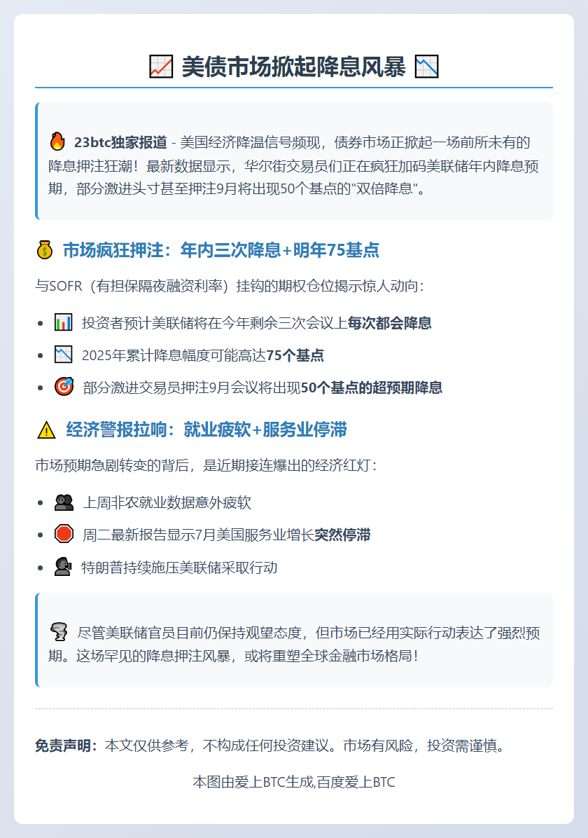 美债交易员押注下月降息50基点