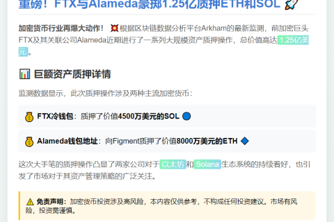 FTX/Alameda质押$1.25亿ETH、SOL