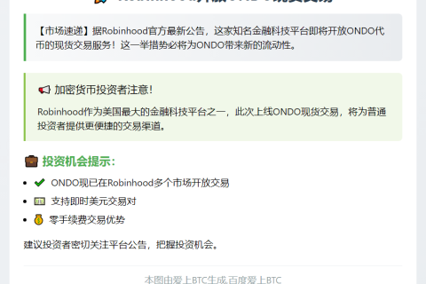 Robinhood上线ONDO现货交易