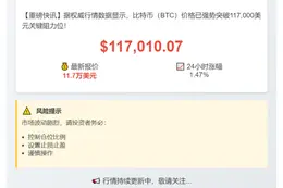 比特币突破11.7万美元