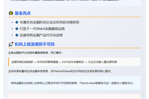 "Plasma与Aave合作启动金融上链激励基金"