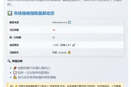 恐慌贪婪指数升至74 市场显贪婪