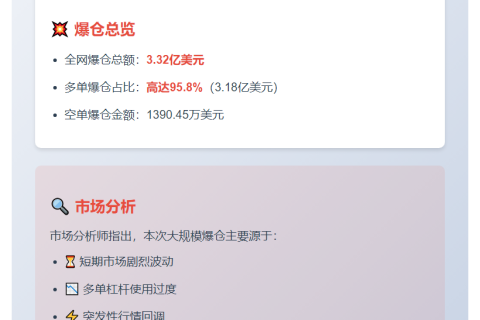 4小时全网爆仓3.32亿 多单为主