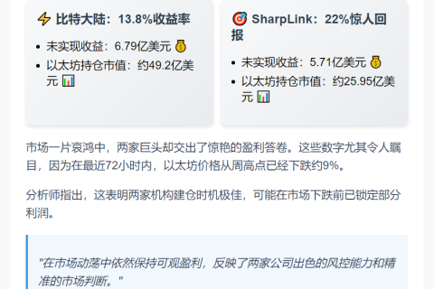 ETH跌9% 比特大陆SharpLink仍盈利