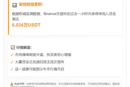 1小时Binance净流入6034万USDT