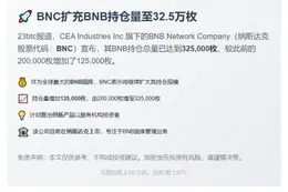 BNC增持BNB至32.5万枚