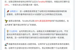 谷歌成TeraWulf最大股东 持股14%