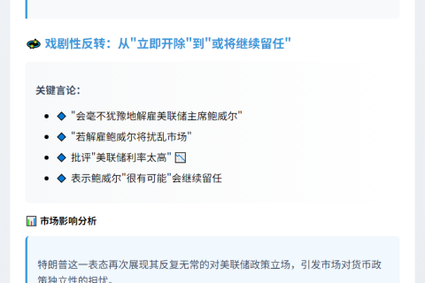特朗普改口称鲍威尔或留任