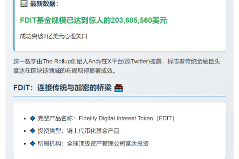 富达链上基金FDIT规模破2亿美元
