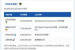 WLFI：初始流通量约246.7亿代币