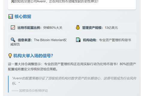 Avenir 80%投资比特币