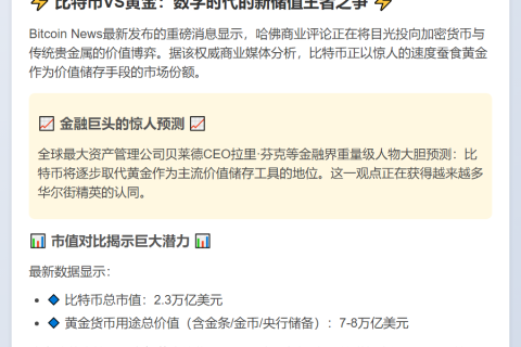 比特币将取代黄金成为主流储值手段