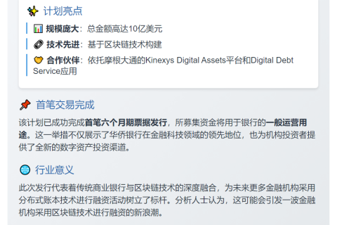 华侨银行推10亿美元区块链数字票据