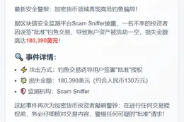 用户因钓鱼交易损失18万美元