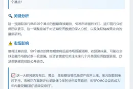 渣打：美联储9月或降息50基点