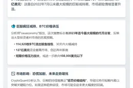 比特币鲸鱼月抛11.5万枚，创2022年中最大抛售