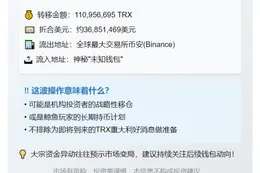"1.1亿TRX从币安转至未知钱包"
