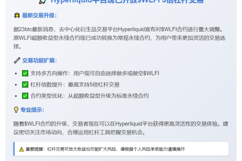 "Hyperliquid现支持5倍杠杆交易$WLFI"