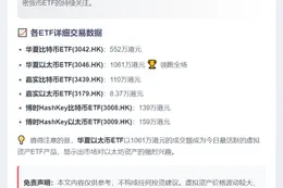 香港6只虚拟资产ETF成交2029万港元