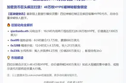 4巨鲸豪掷2400万美元囤48万枚HYPE