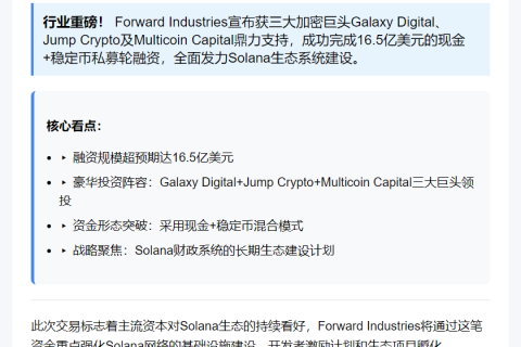 Forward Industries私募16.5亿投资Solana财库
