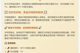 黄金突破3620美元再创新高