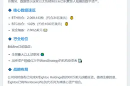 BitMine持有206万枚ETH和192枚BTC