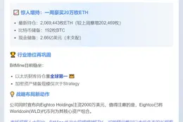 BitMine增持20万ETH 总量突破206万