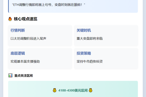 易理华：以太坊调整将结束