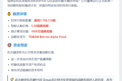瑞典H100 Group配股募资千万克朗
