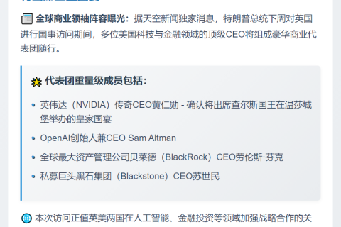 美科技金融巨头随特朗普再访英