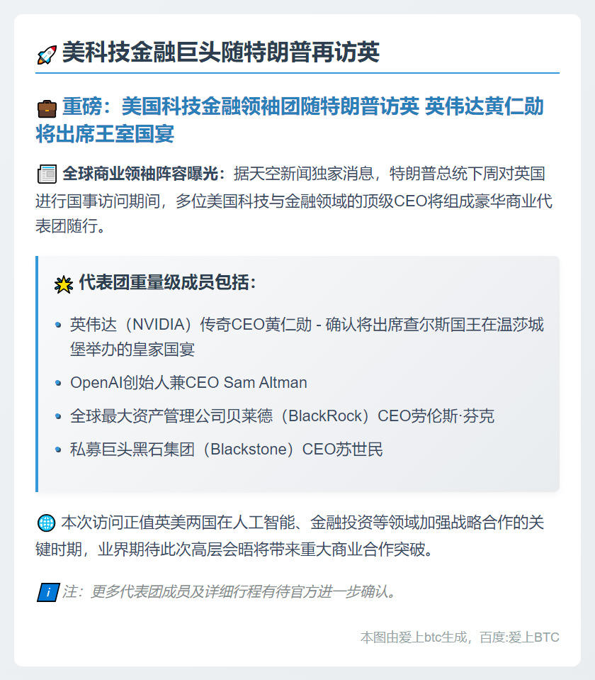 美科技金融巨头随特朗普再访英