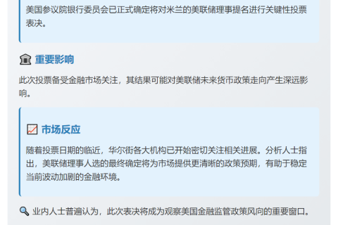 美参议院9月10日投票美联储理事提名