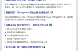 CleanCore豪掷6800万建狗狗币库 股价暴涨40%