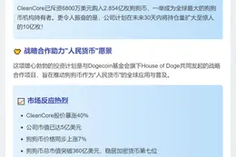 CleanCore豪掷6800万建狗狗币库 股价飙升40%