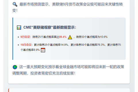 美联储9月降息概率近90%