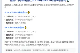 币安上线FLOCK、SKY永续合约