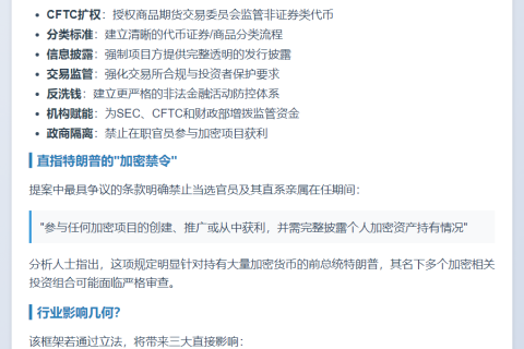 民主党提加密监管七大框架 禁官员牟利